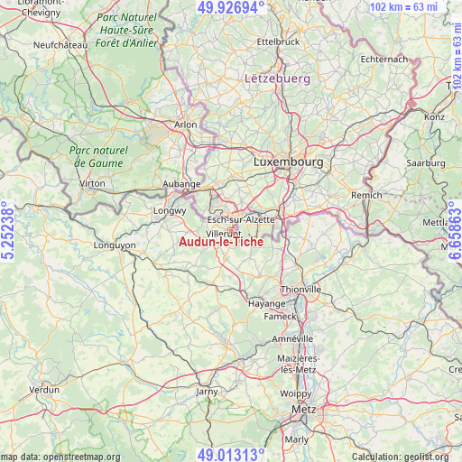 Audun-le-Tiche on map