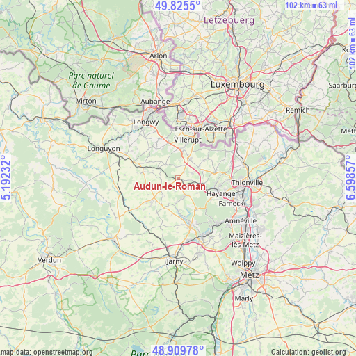Audun-le-Roman on map