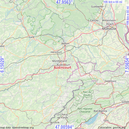 Audincourt on map