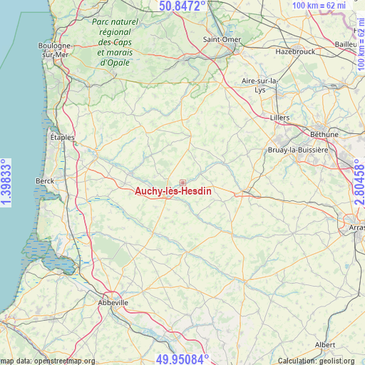 Auchy-lès-Hesdin on map