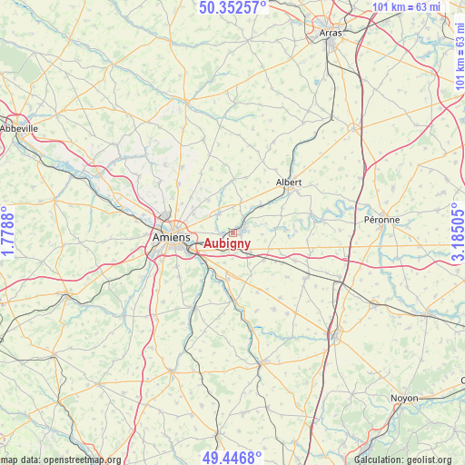 Aubigny on map