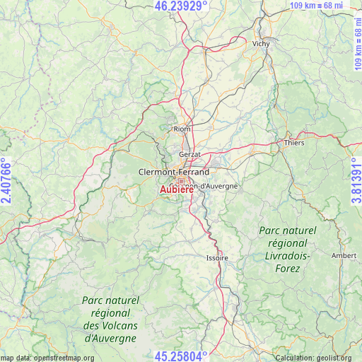 Aubière on map