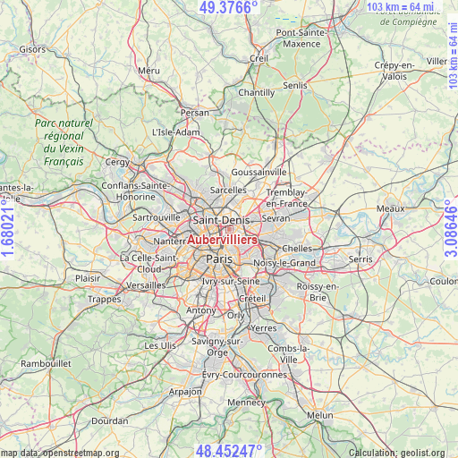 Aubervilliers on map