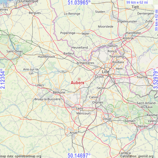 Aubers on map