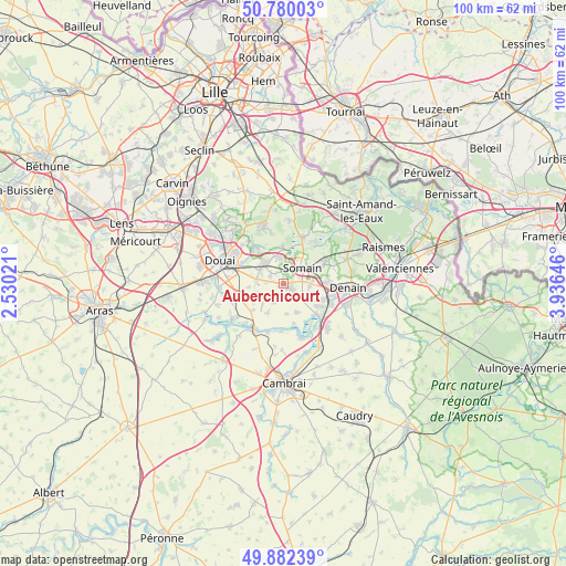 Auberchicourt on map