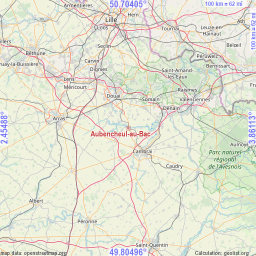 Aubencheul-au-Bac on map