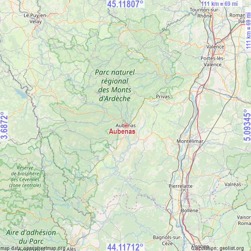 Aubenas on map