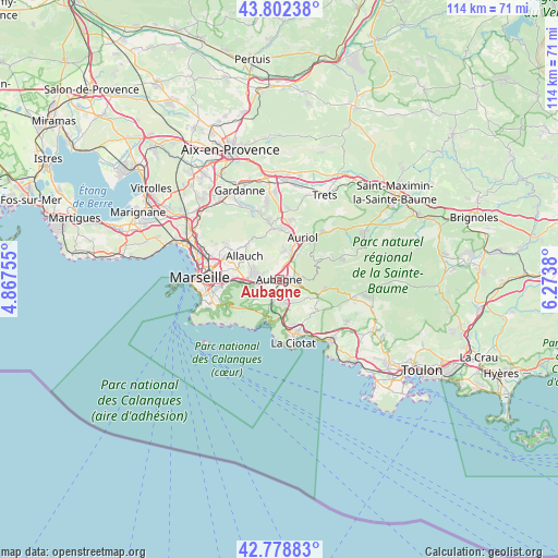 Aubagne on map