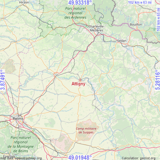 Attigny on map