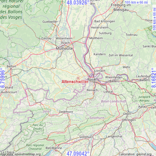 Attenschwiller on map