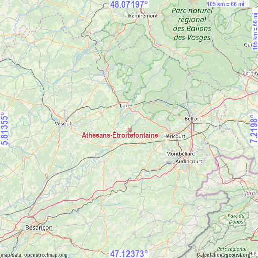 Athesans-Étroitefontaine on map