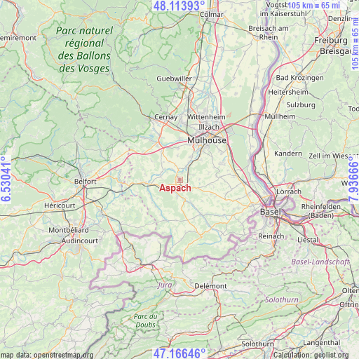 Aspach on map