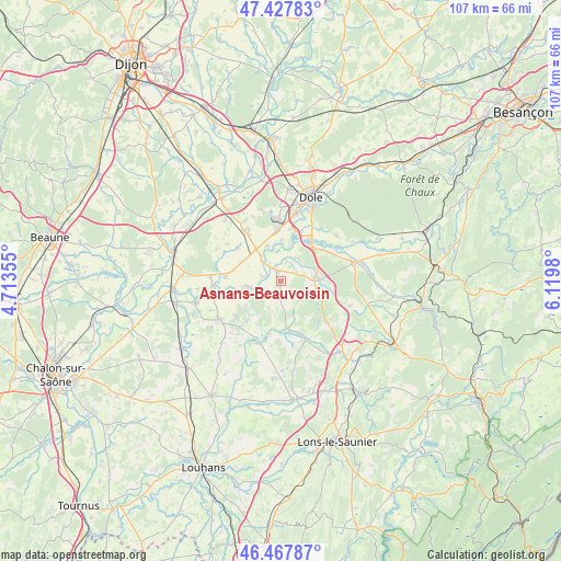 Asnans-Beauvoisin on map