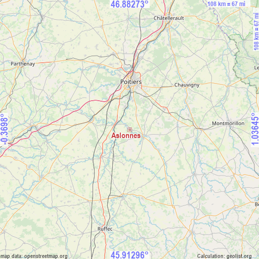 Aslonnes on map