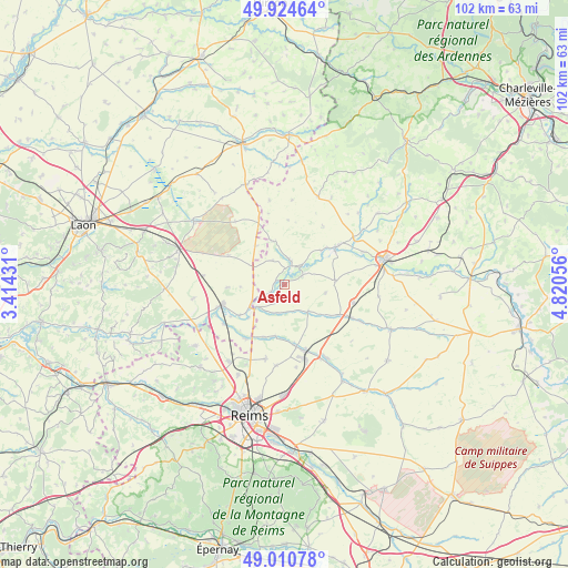 Asfeld on map