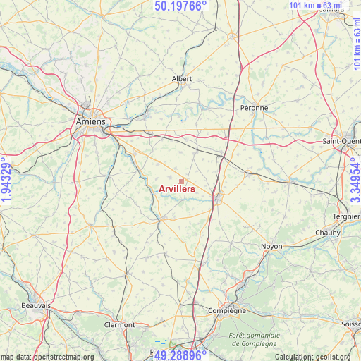 Arvillers on map