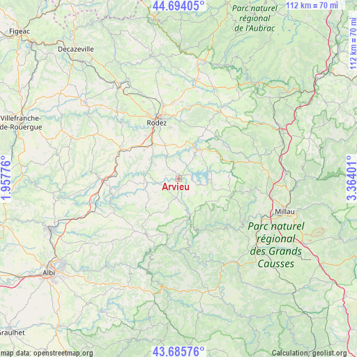 Arvieu on map