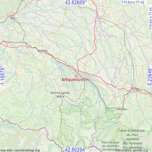 Artiguelouve on map
