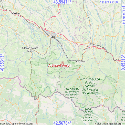 Arthez-d’Asson on map