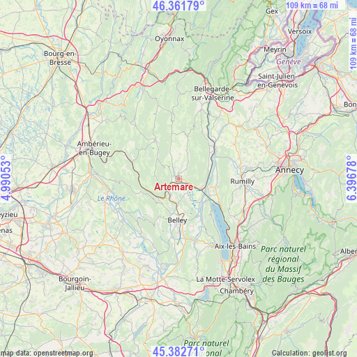 Artemare on map