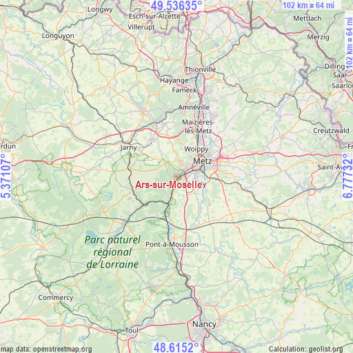 Ars-sur-Moselle on map