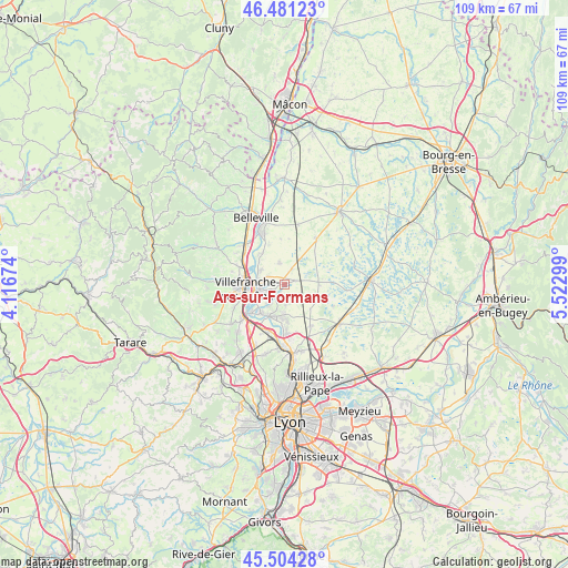 Ars-sur-Formans on map