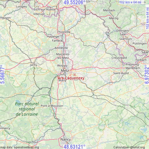 Ars-Laquenexy on map