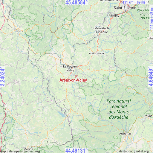 Arsac-en-Velay on map