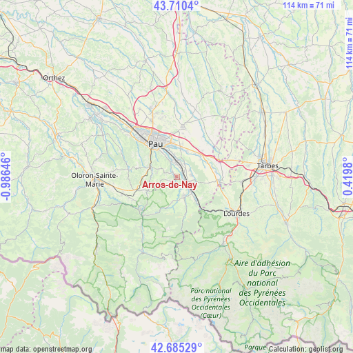 Arros-de-Nay on map