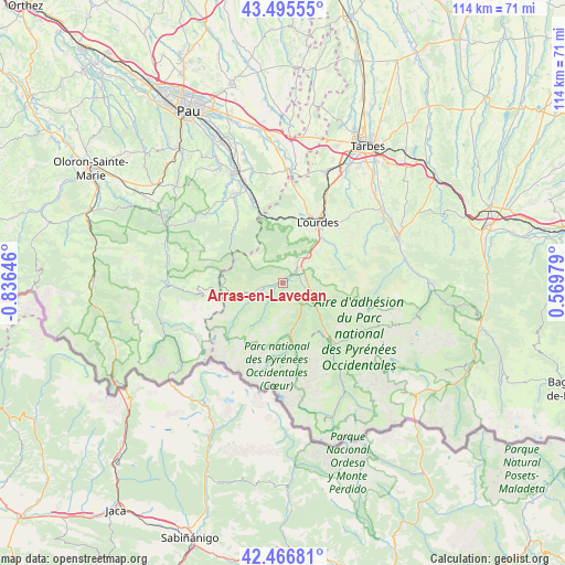 Arras-en-Lavedan on map