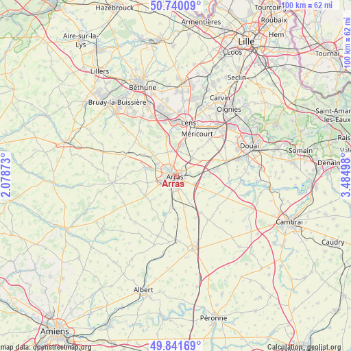 Arras on map