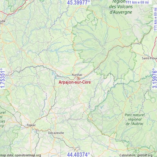 Arpajon-sur-Cère on map