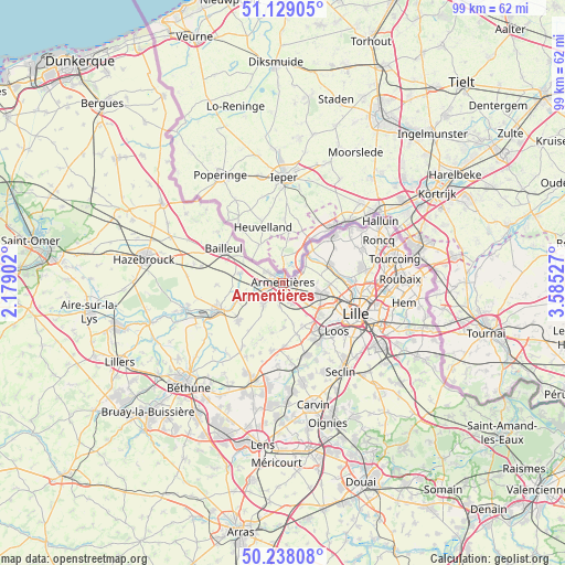 Armentières on map