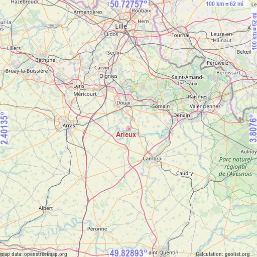 Arleux on map