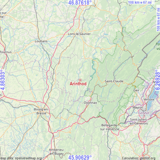 Arinthod on map