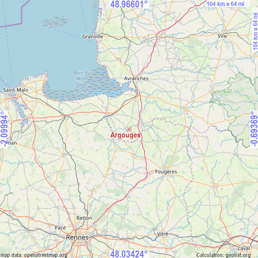 Argouges on map