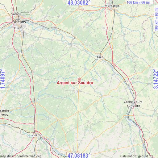 Argent-sur-Sauldre on map