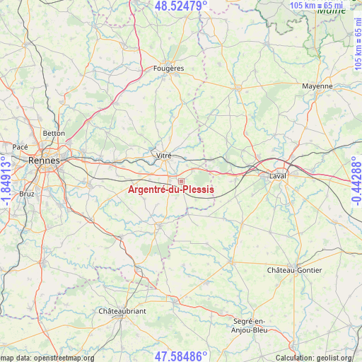 Argentré-du-Plessis on map