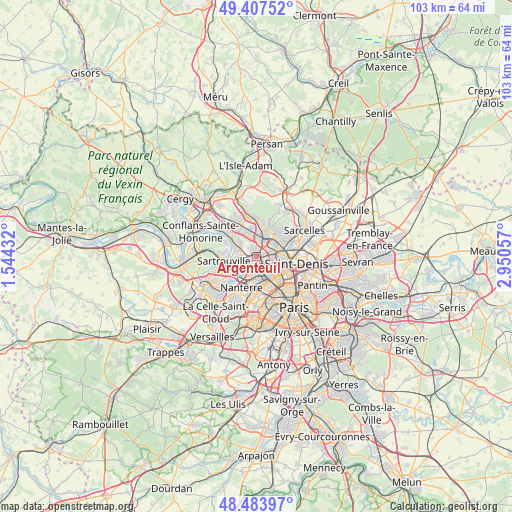 Argenteuil on map