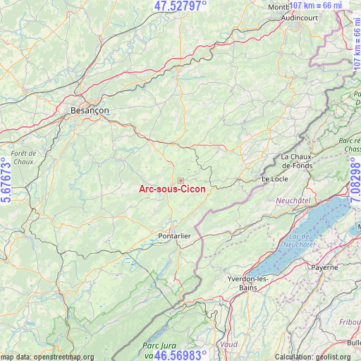 Arc-sous-Cicon on map