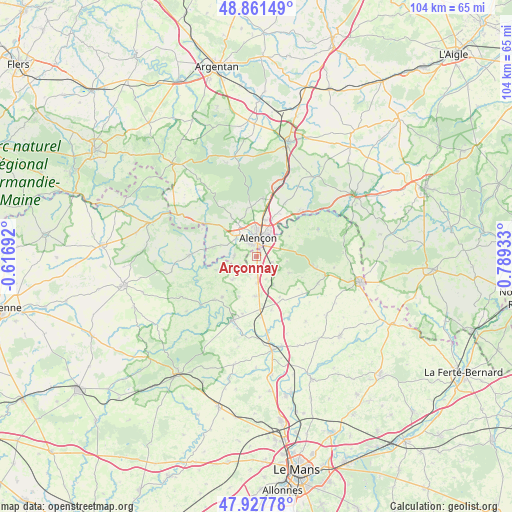 Arçonnay on map