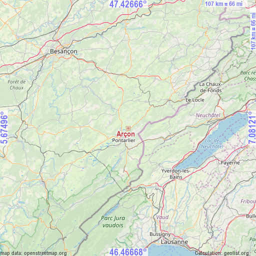 Arçon on map