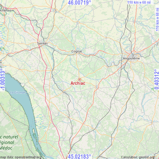 Archiac on map