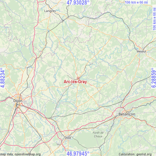 Arc-lès-Gray on map