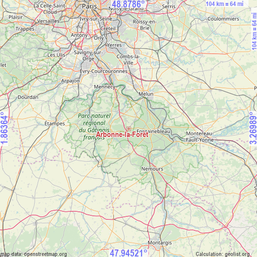 Arbonne-la-Forêt on map