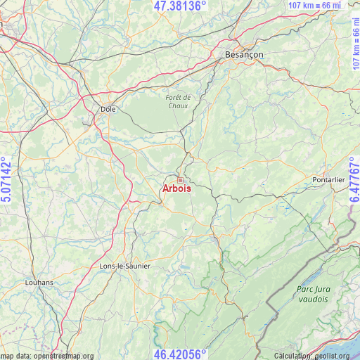 Arbois on map