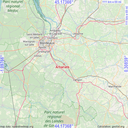 Arbanats on map