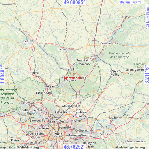 Apremont on map