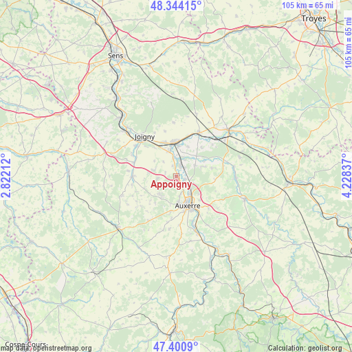 Appoigny on map