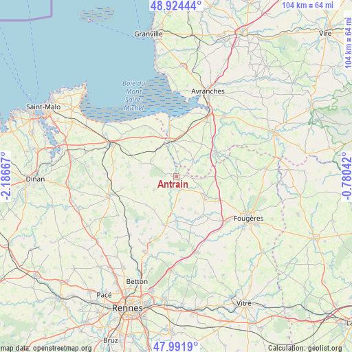 Antrain on map